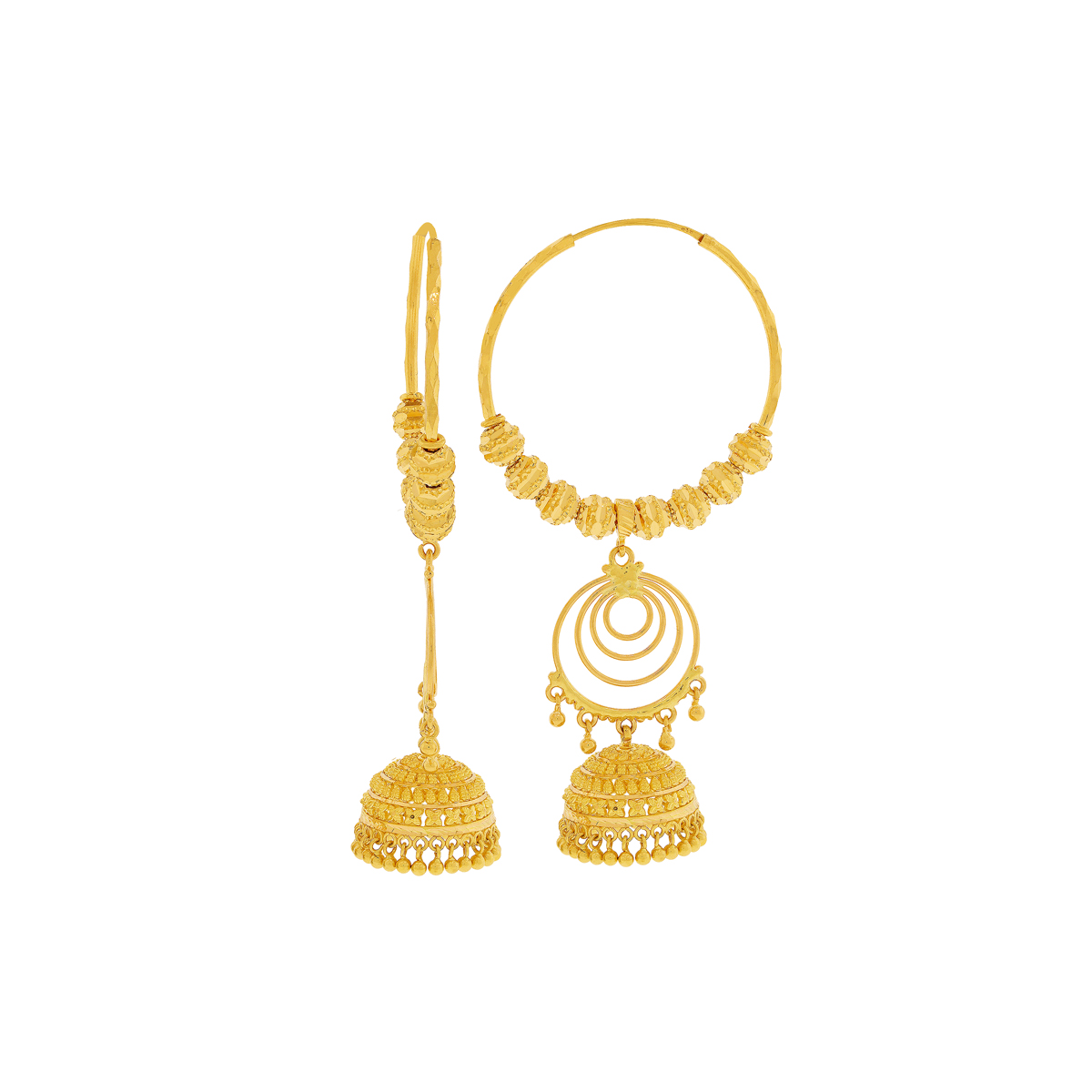 Discover the enchantment of Malani Jewelers’ breathtaking 22k bali earrings to shine in unparalleled glamor